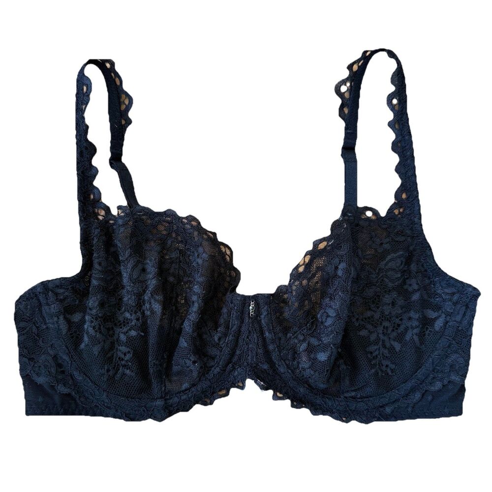 Victoria’s Secret Women’s Black Lace Unlined Bra 32D Underwire Semi Sheer Sexy